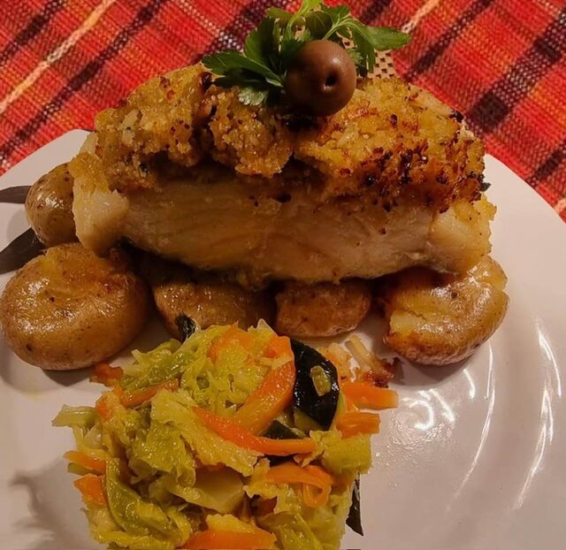 Bacalhau com Crosta de Broa