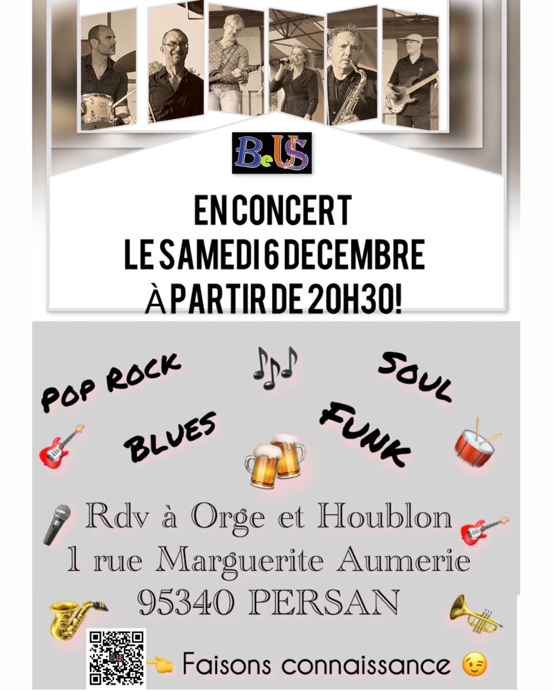 Concert des Be Us Samedi 6 décembre à 20h30