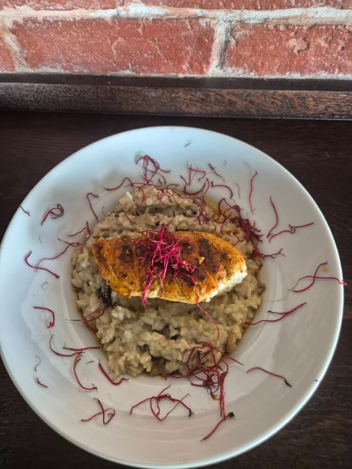 Kurací steak na hubovom rizote 