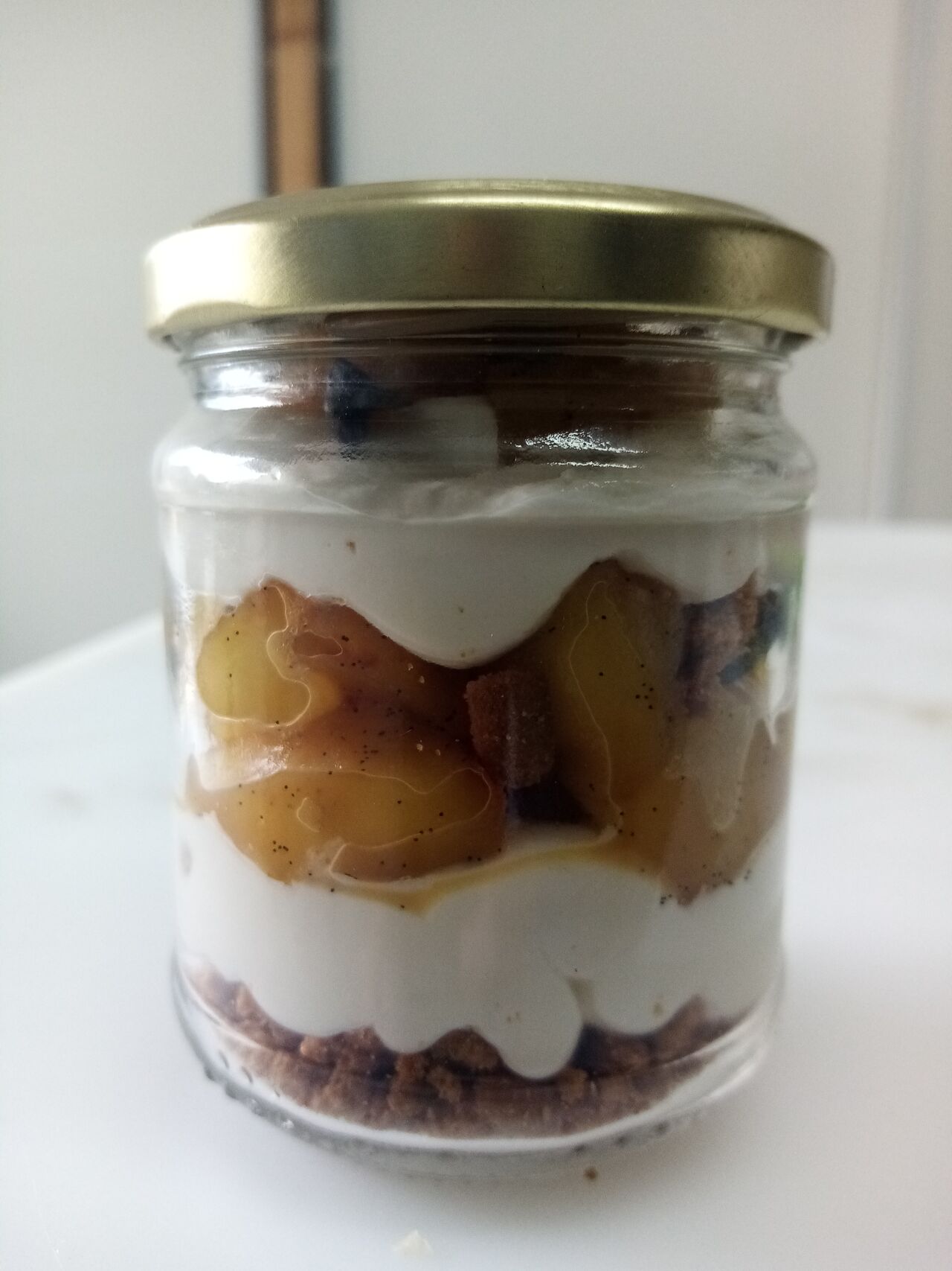 dessert repas à emporter: crémeux mascarpone aux pommes caramélisées