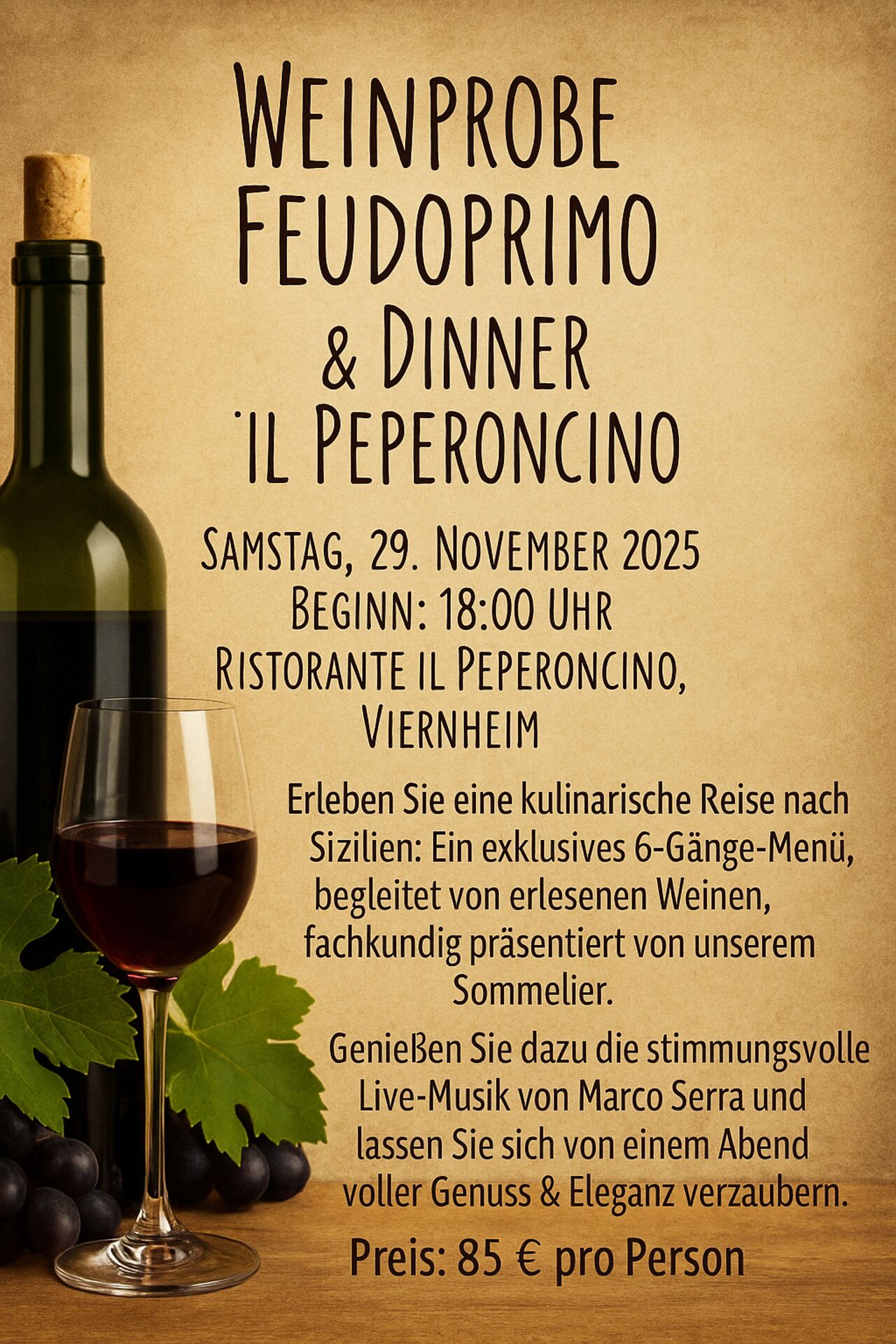 Weinprobe 🍇 & Dinner 🍽️