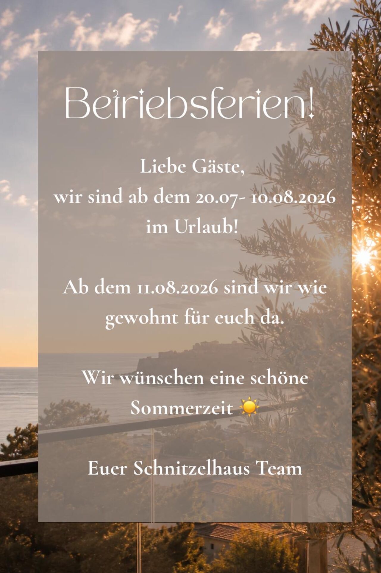 Betriebsferien!