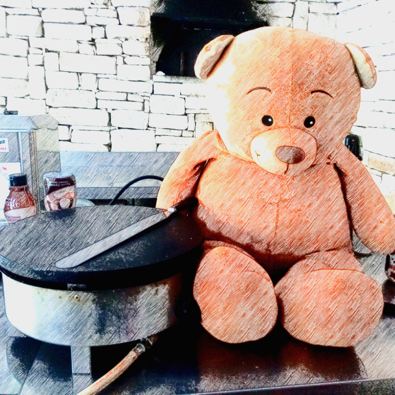 Notre mascotte Luca commis aux crêpes