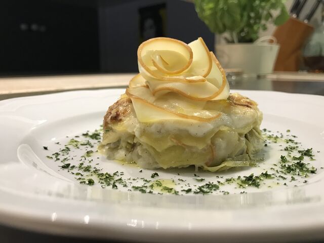 La nostra lasagnetta ai carciofi e scamorza 