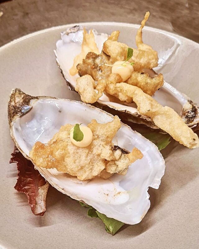 Ostrica in tempura con salsa di Aperol