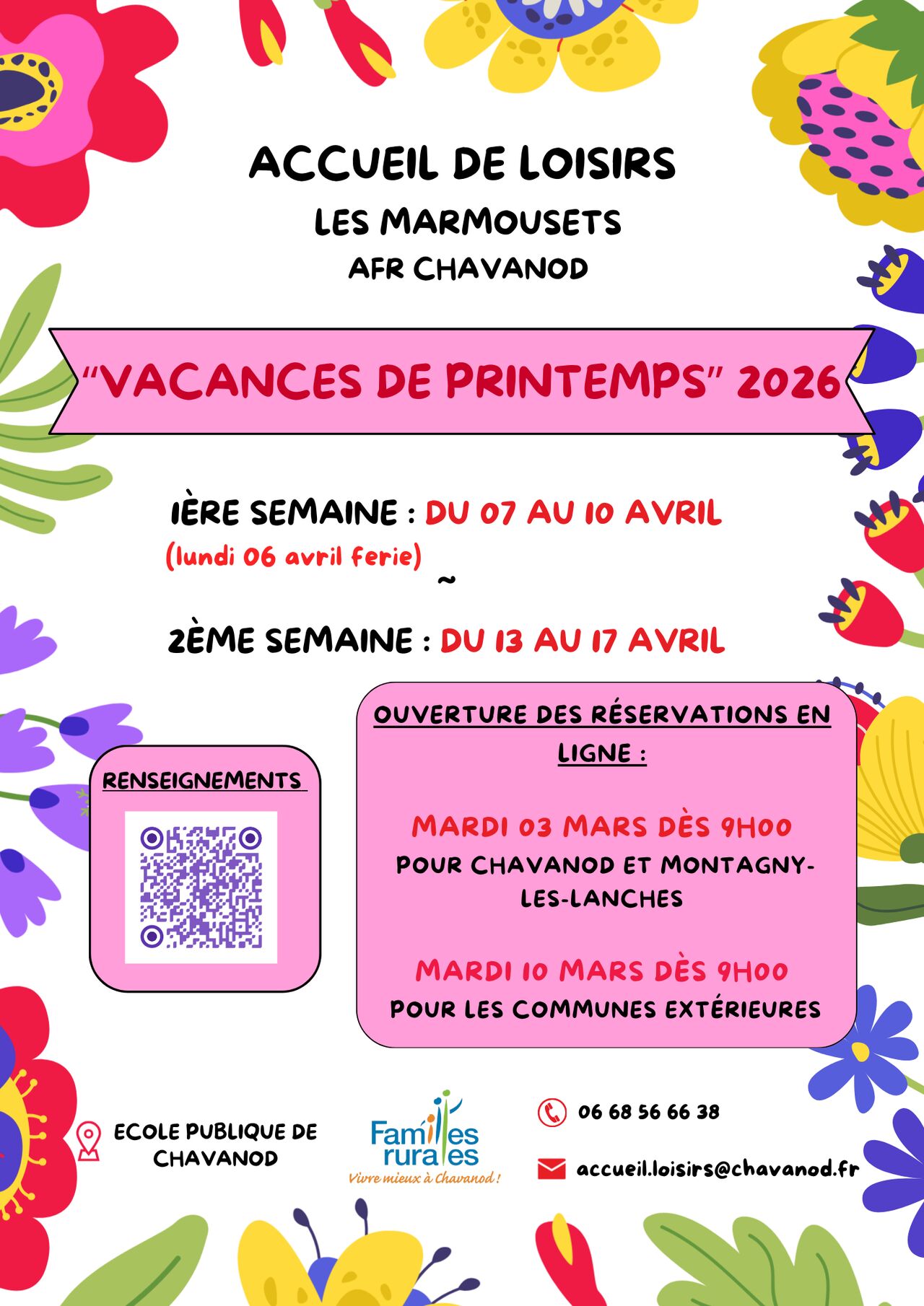 🌷Vacances de Printemps 2026🌷