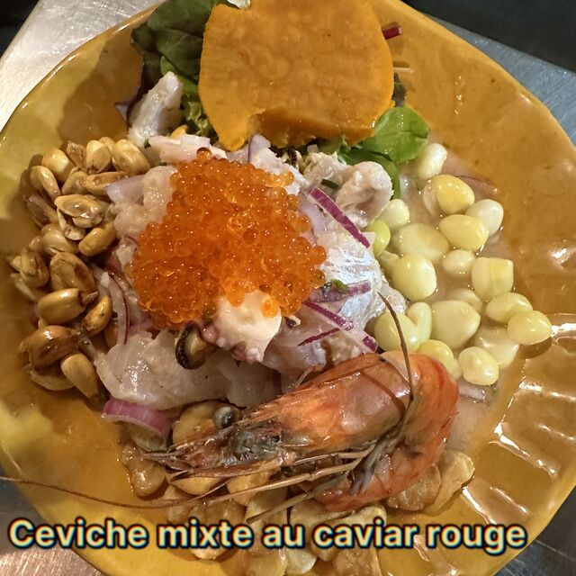 ceviche mixte au caviar rouge 