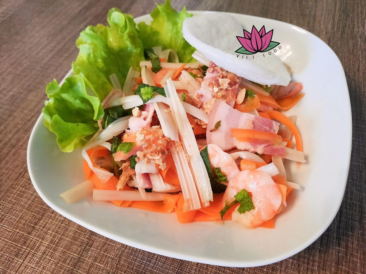 Salade Lotus aux porc et crevettes 