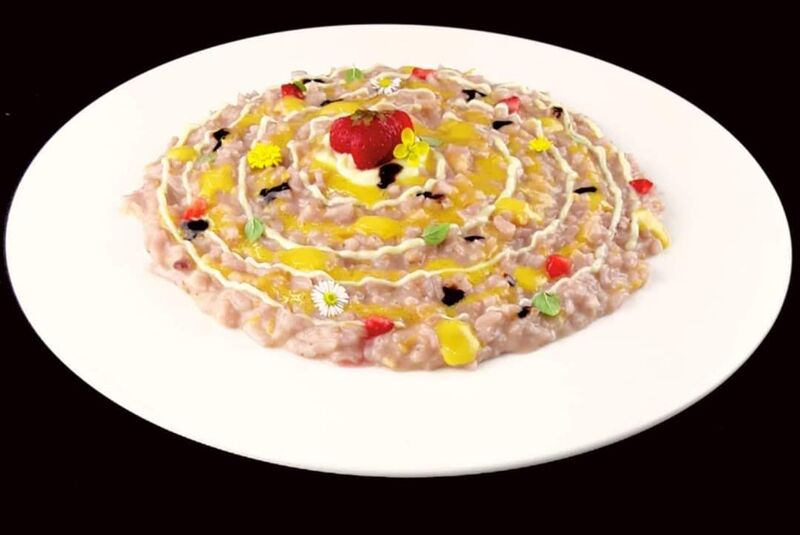 Risotto mit Erdbeere und Mascarpone-Pfirsichsauce