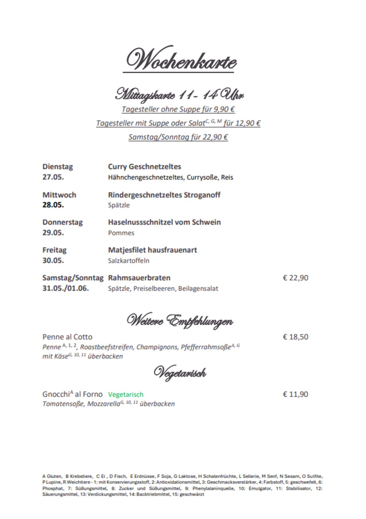 Mittagskarte