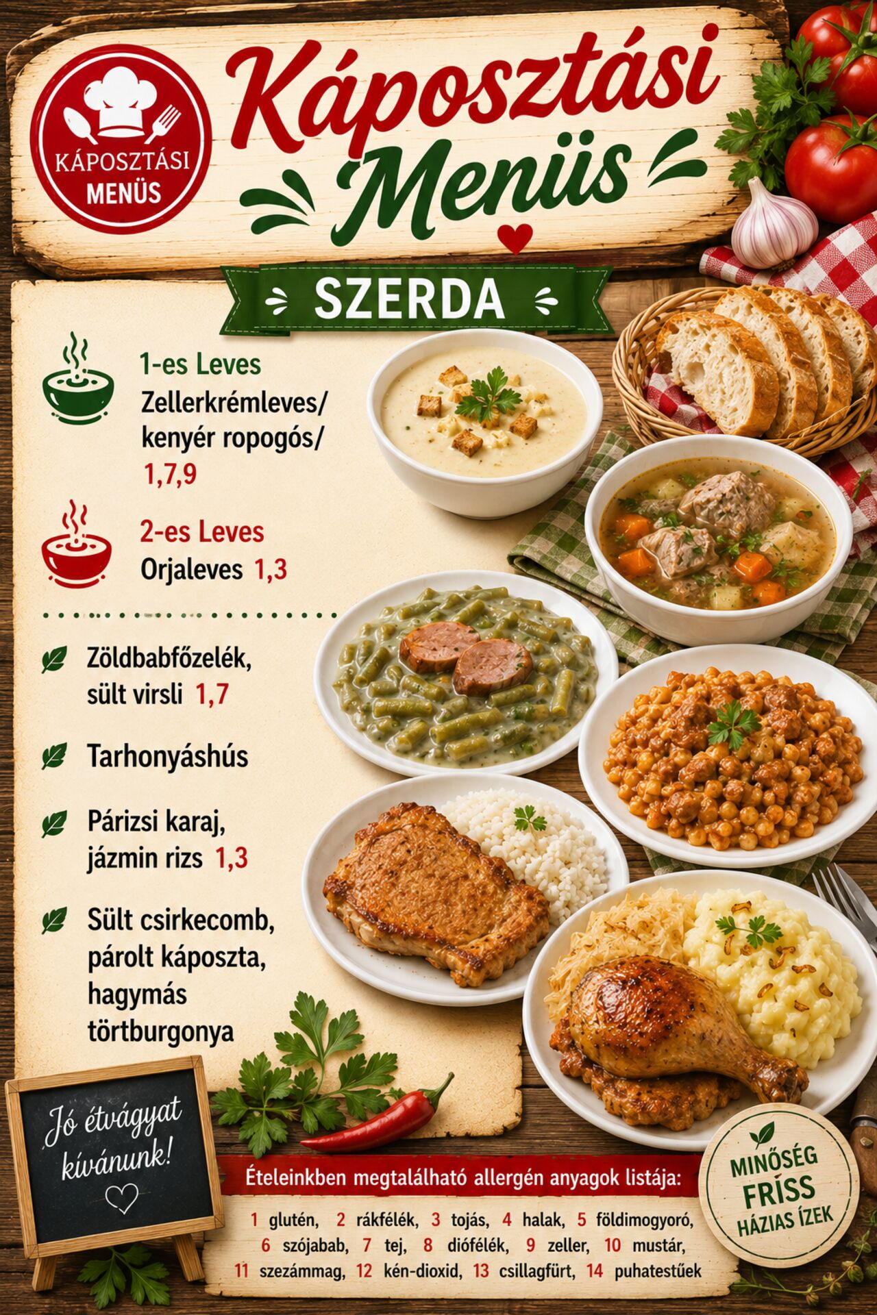 Menü - Szerda