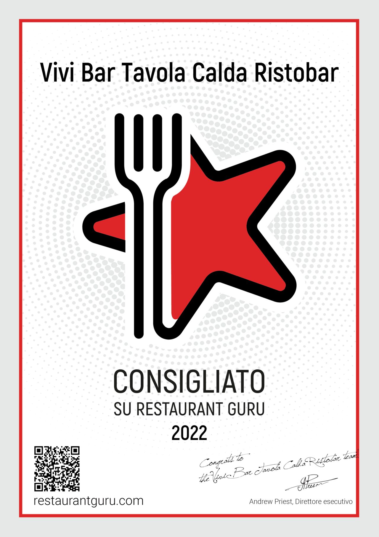 Certificato Restaurant Guru