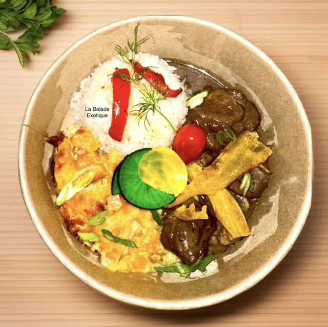 Civet de canard gratin, riz