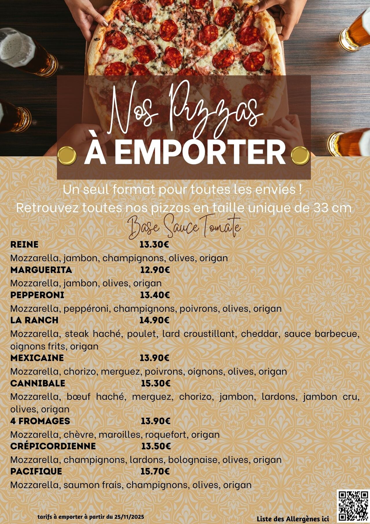 Nos pizzas base Tomate