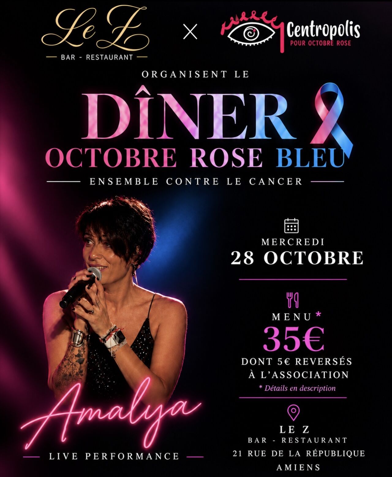 🌸💙 DÎNER OCTOBRE ROSE & BLEU – ENSEMBLE CONTRE LE CANCER