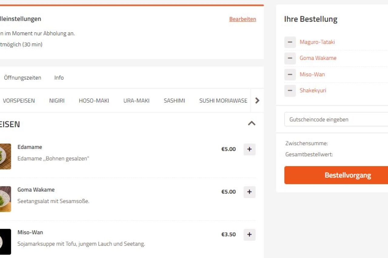 Zum Mitnehmen bestellen?