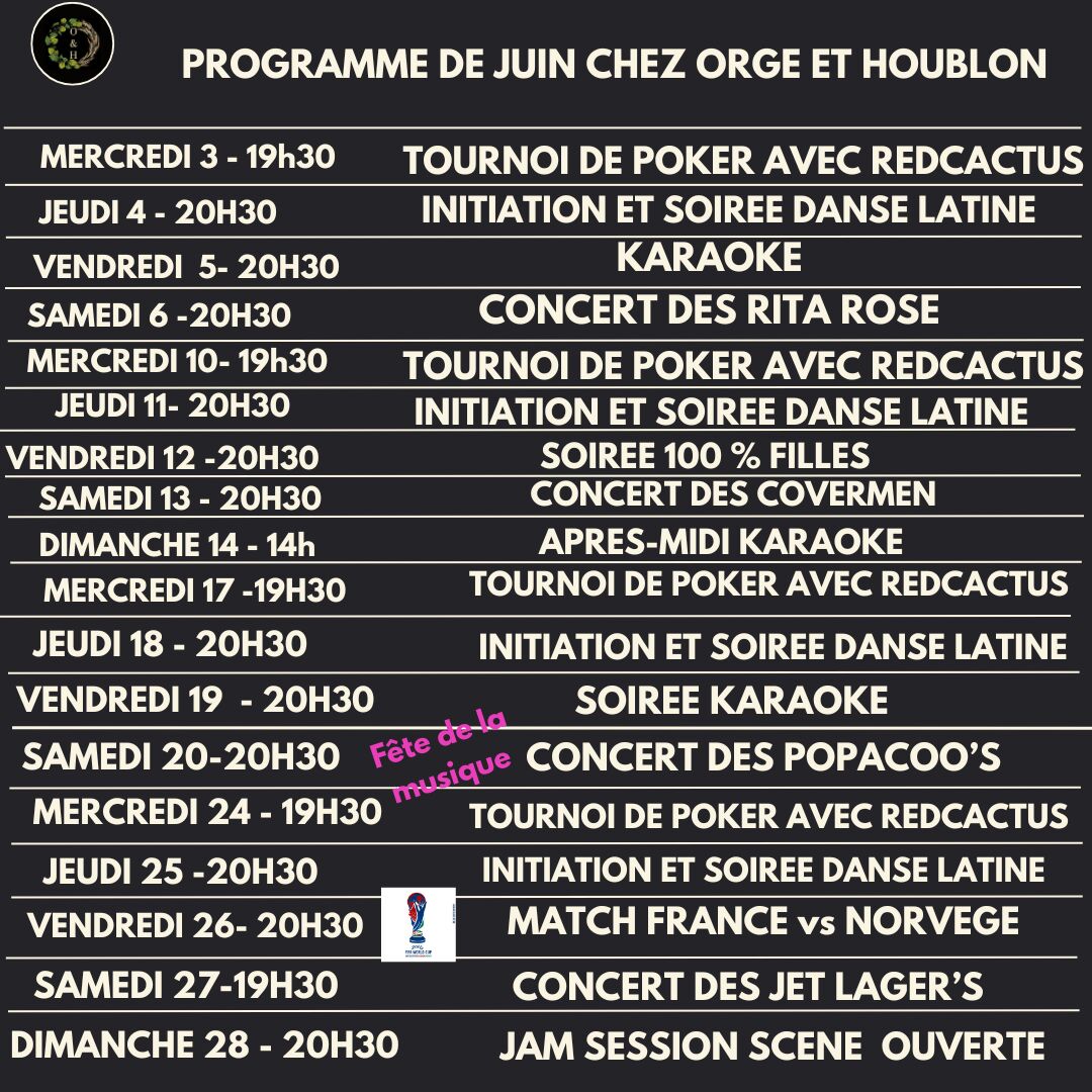 Programme de juin
