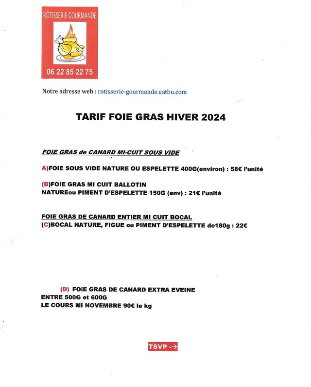 NOS FOIES GRAS POUR NOEL 2024