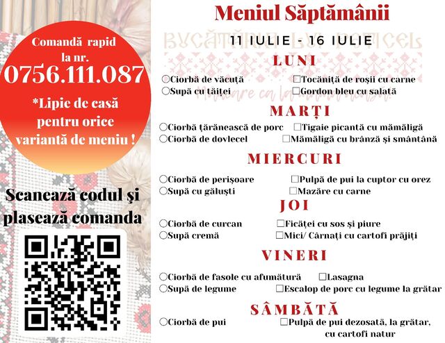 Meniul saptamanii 11-16.07.2022