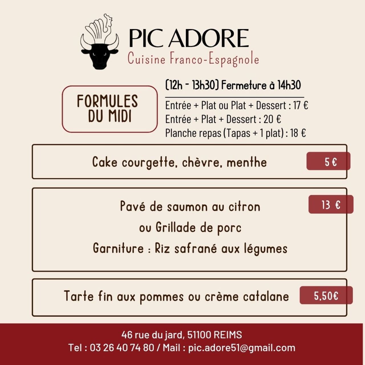 MENU DU MIDI
