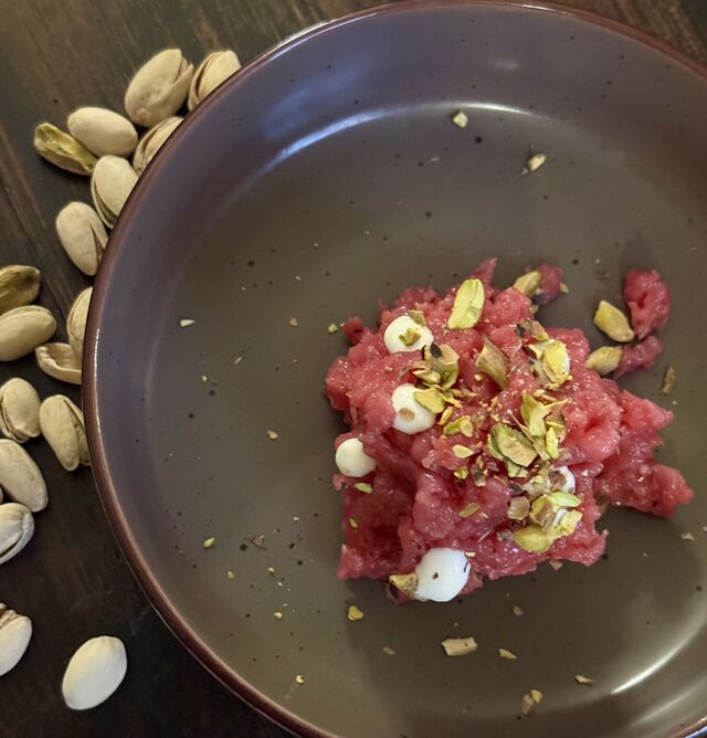 Tartare con pistacchi & burrata 