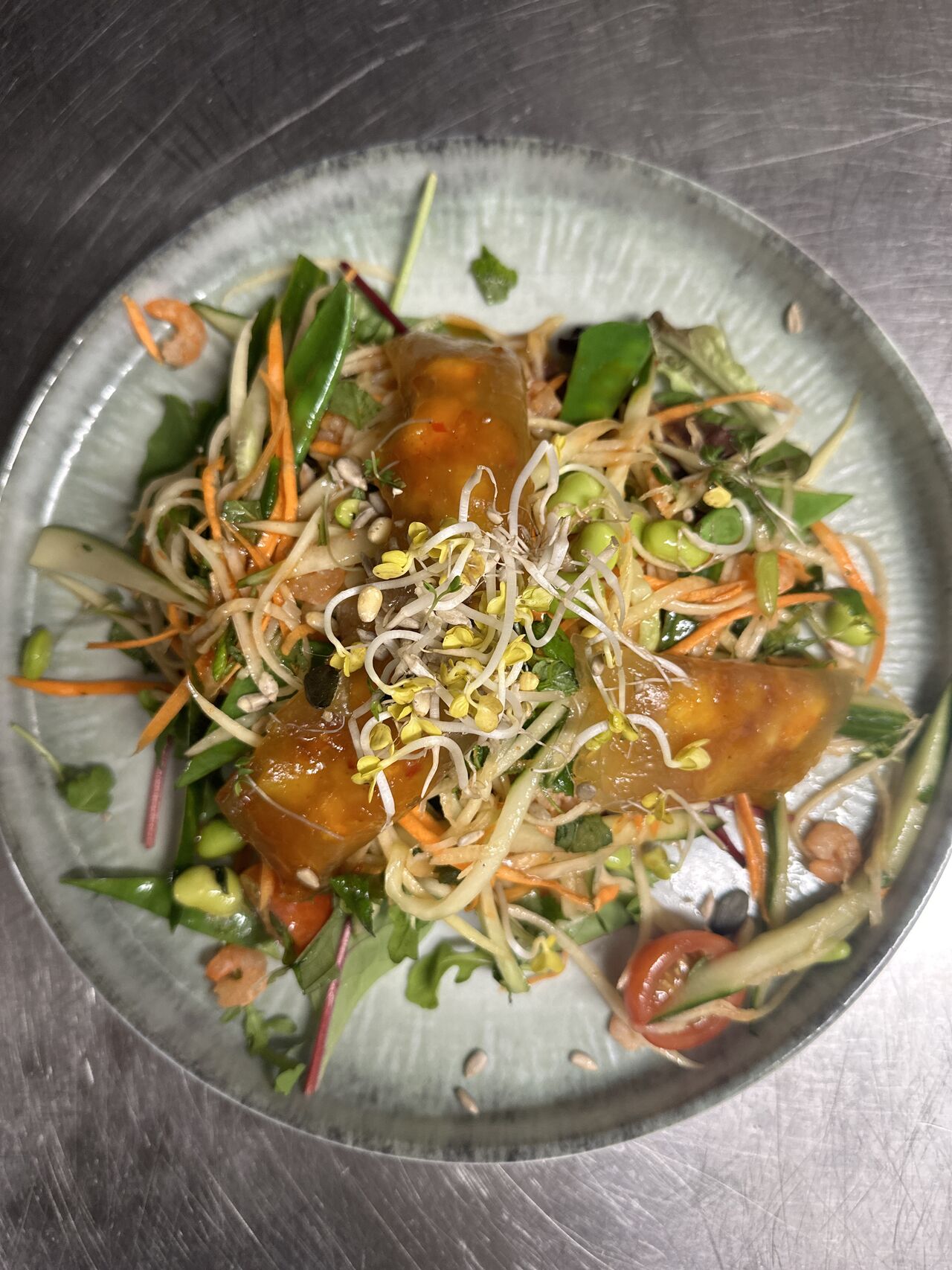 Nộm đu đủ bột lọc - Papaya salat mit Tapioka kuchen