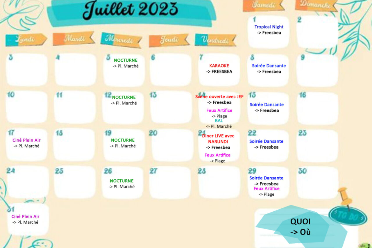 Planning Evènements Cannes la Bocca Juillet 2023