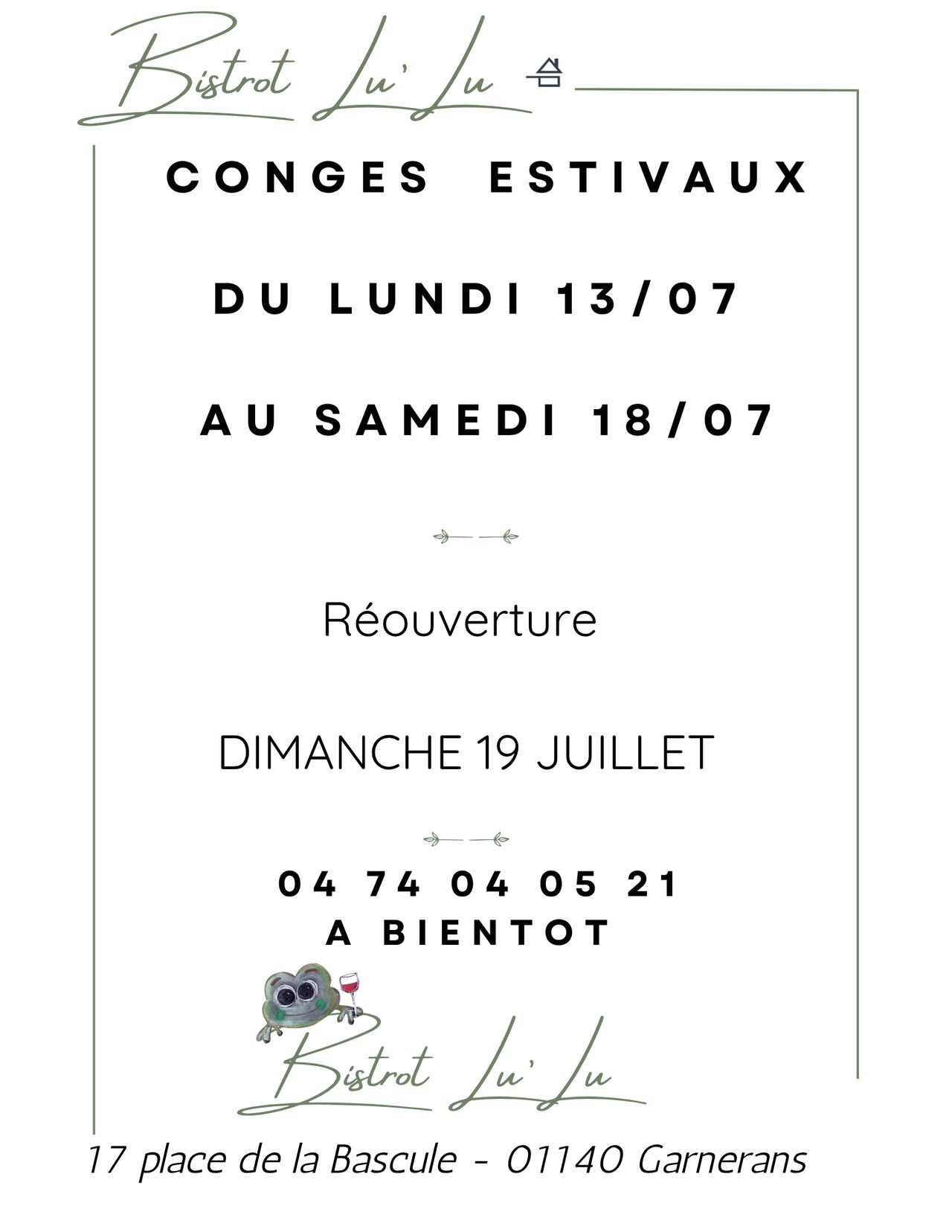 Congés Estivaux