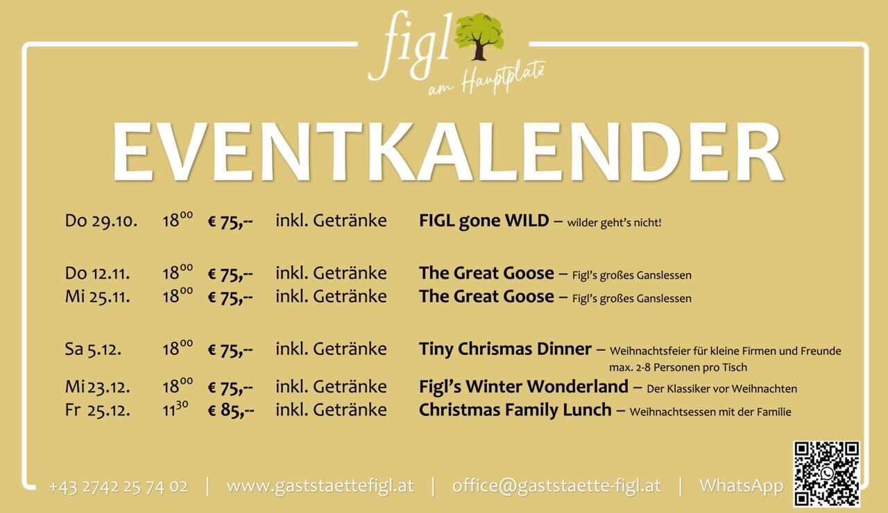 EVENTKALENDER - FIGL’S GalaDinner – Alle Termine! 🍽️✨