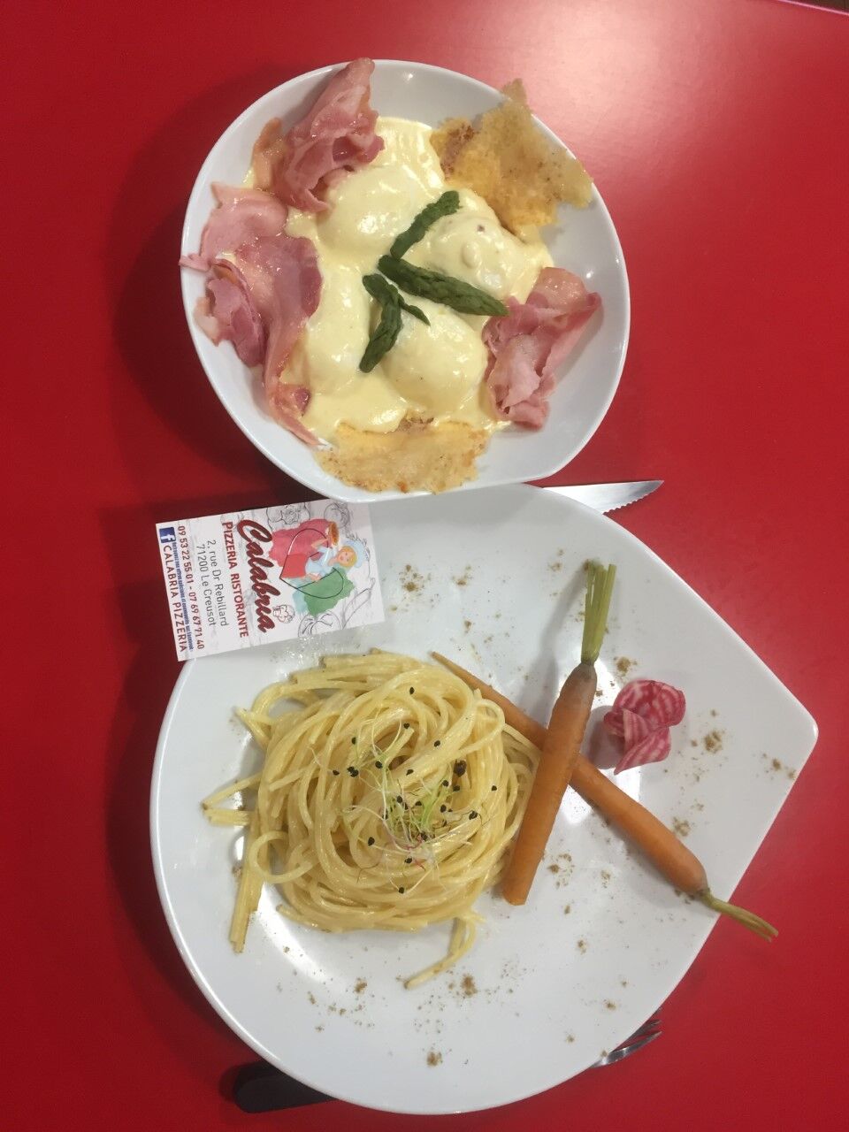 OEUFS A L ITALIENNE SAUCE PARMESAN ASPERGES ET SON ACCOMPAGNEMENT