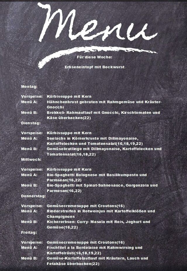 Speiseplan für diese Woche