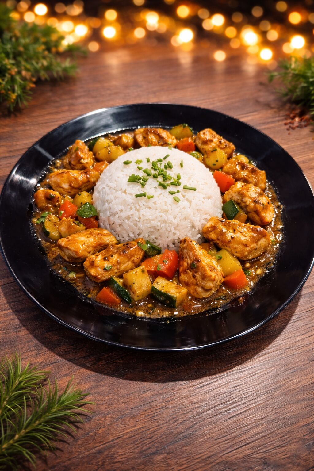 assiette gourmand de poulet aux légumes sautés