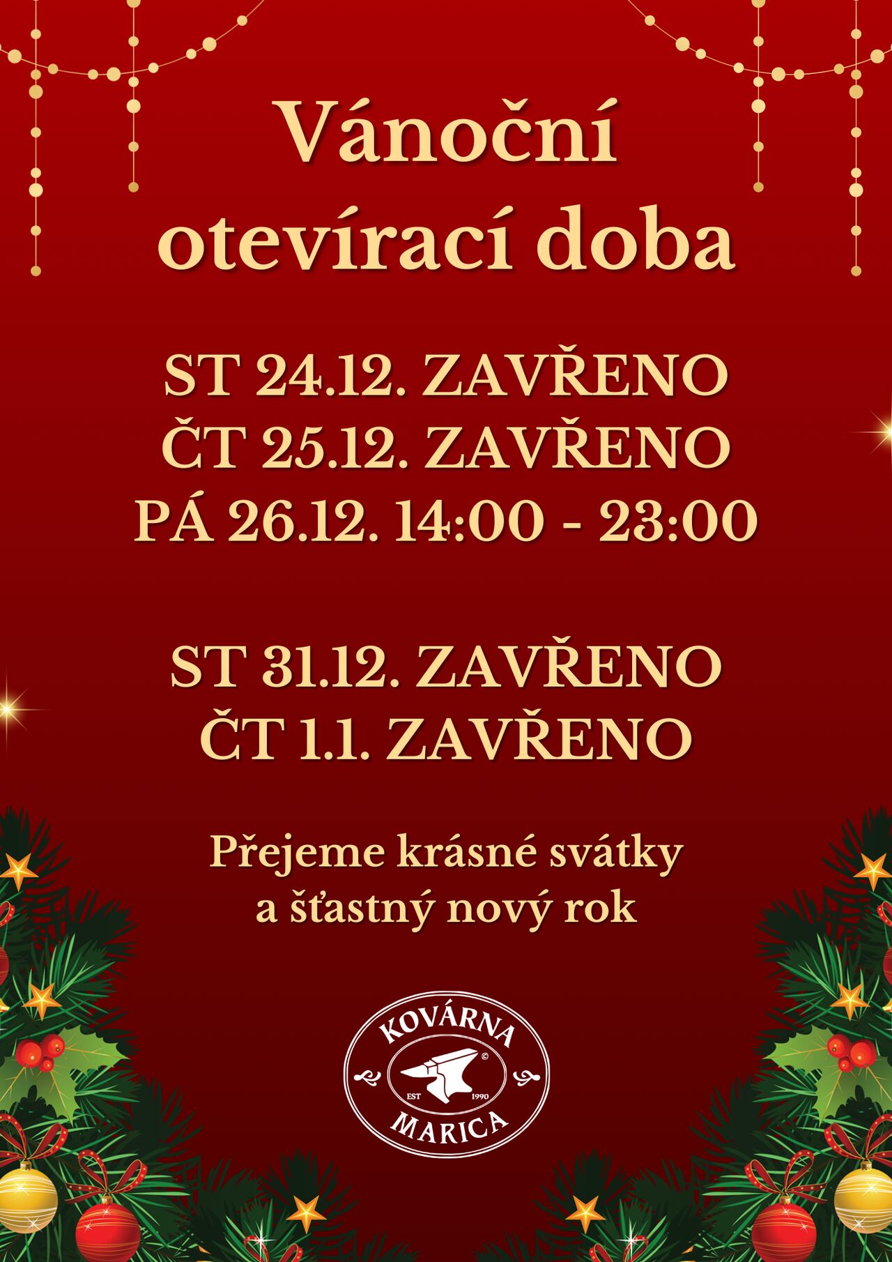 Vánoční otevírací doba