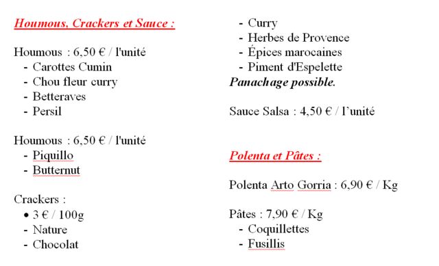 Houmous, Crackers, Sauce, Polenta et Pâtes