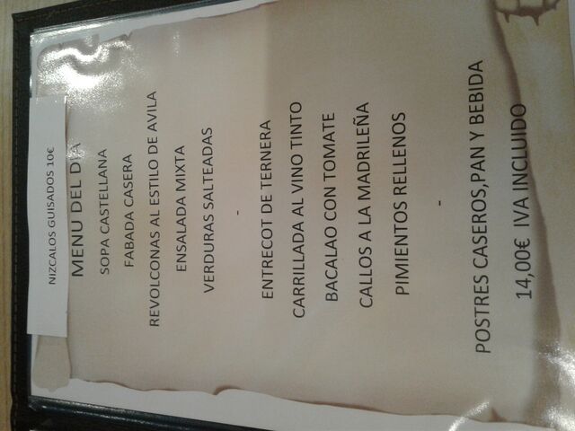 Menu especial,todos los dias de 13:00h a 16:00h