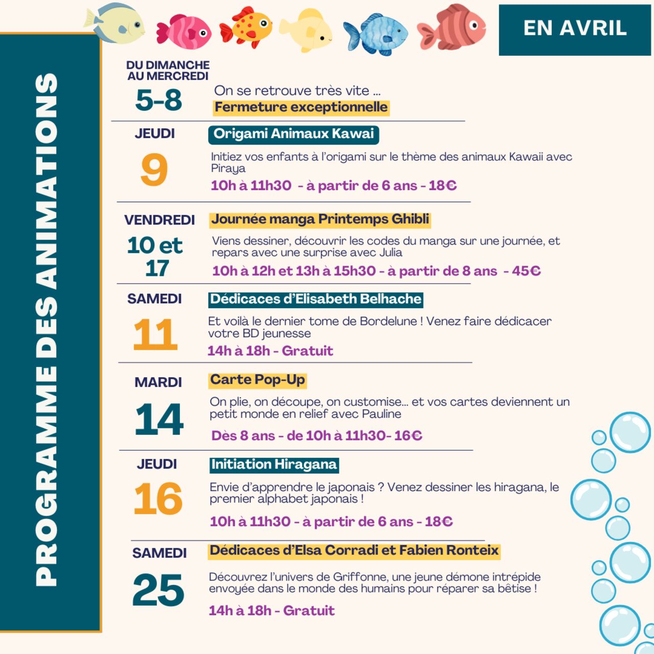 🎣PROGRAMME D’AVRIL