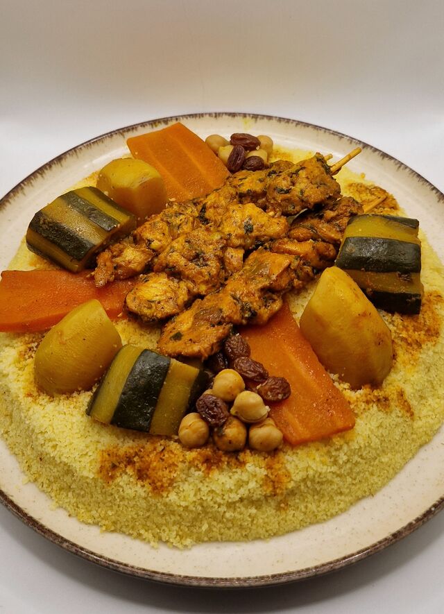 Couscous brochette poulet