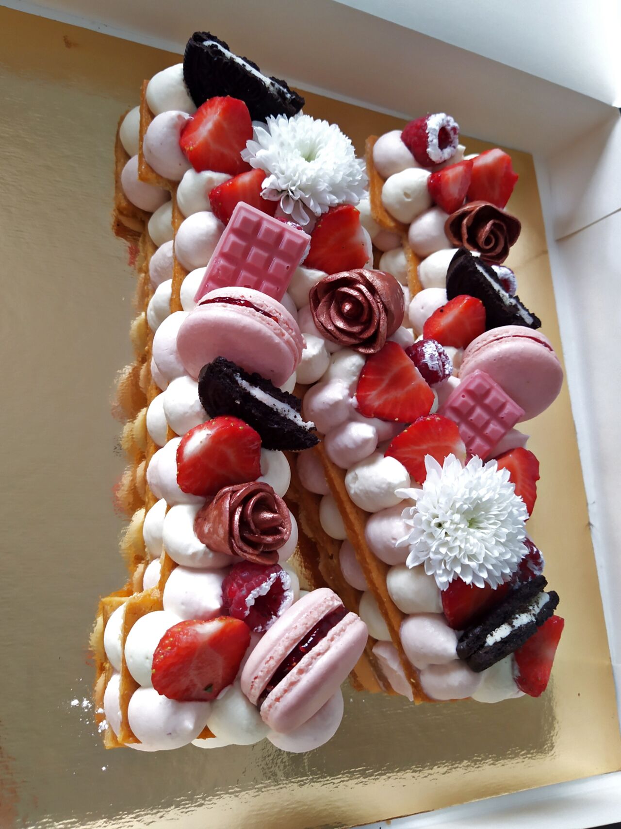 Number cake ganache vanille et fraise