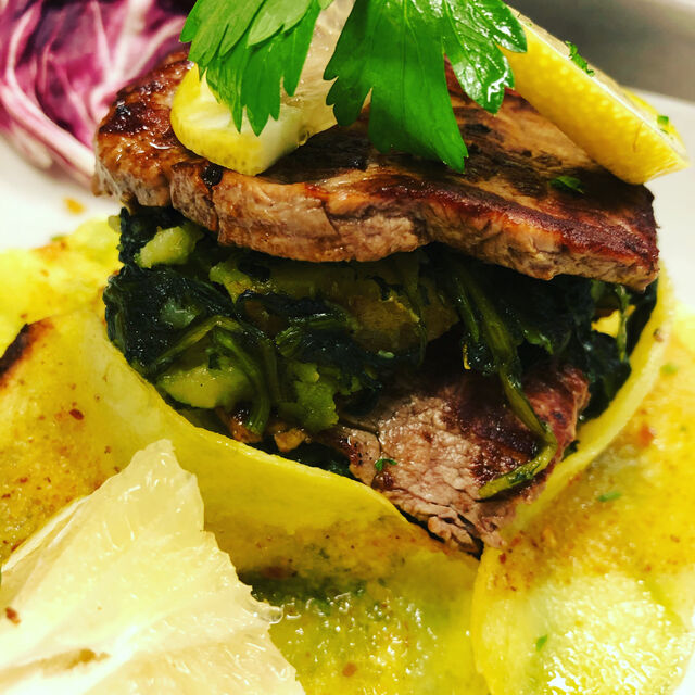 Chateaubriand con cicoria ripassata e patate al forno??