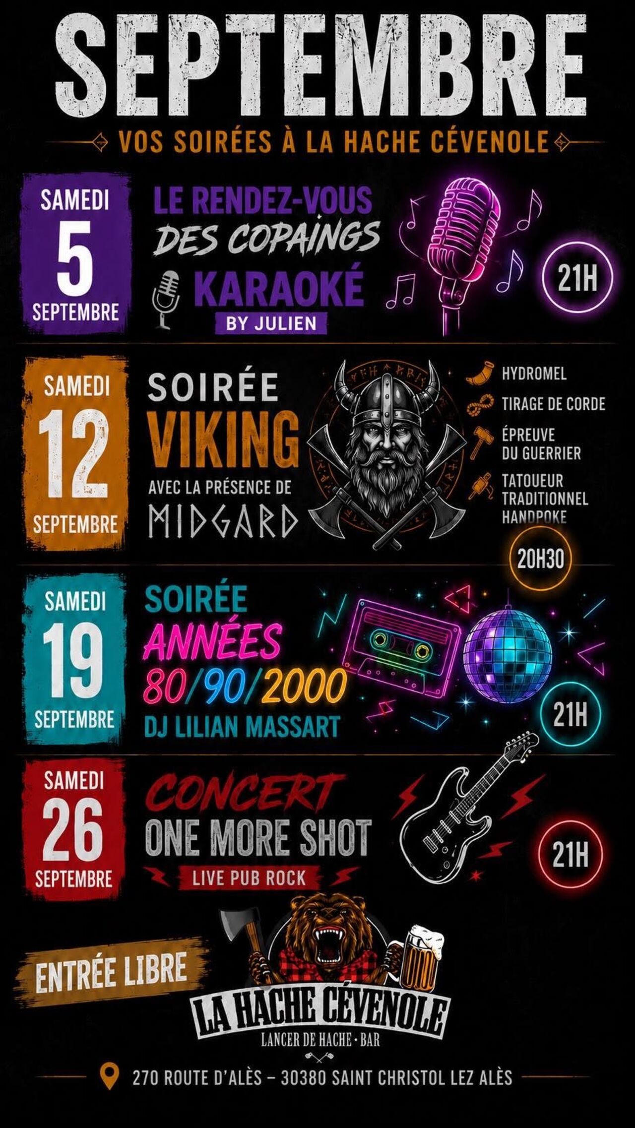 Vos Soirées de septembre 🪓