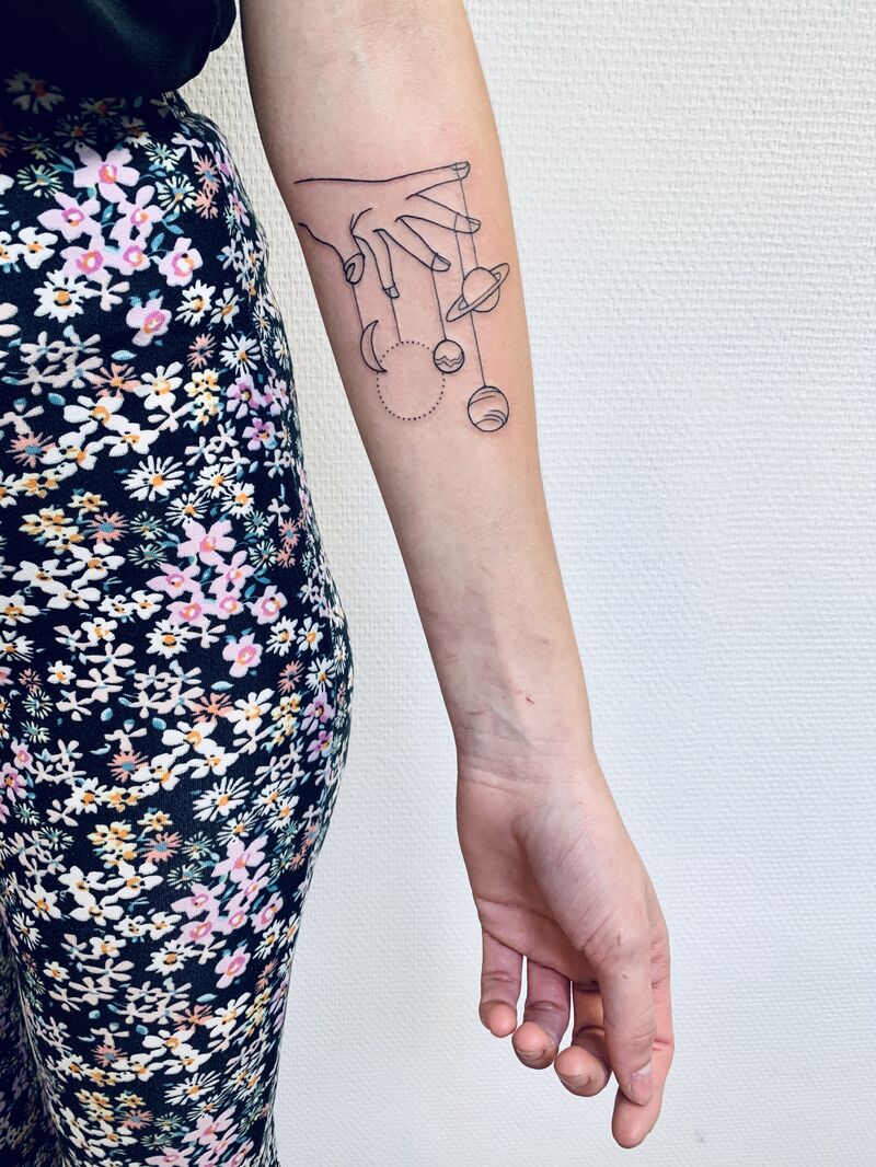 Het heelal in 1 hand (fineline) - voor Britta