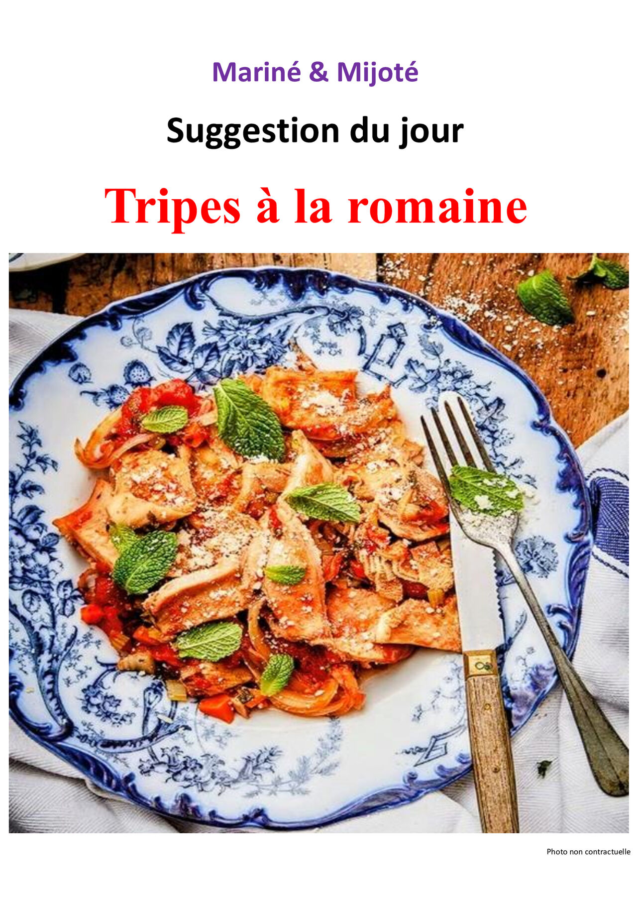 Suggestion du jeudi 05 mars 2026