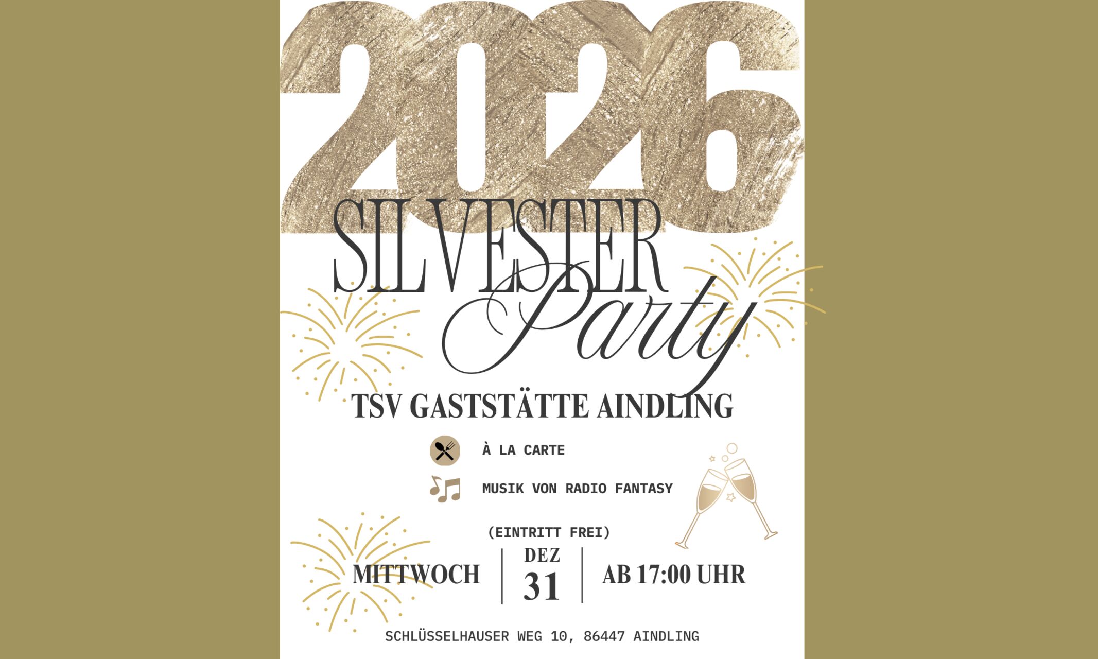 Silvester in der TSV Gaststätte Aindling