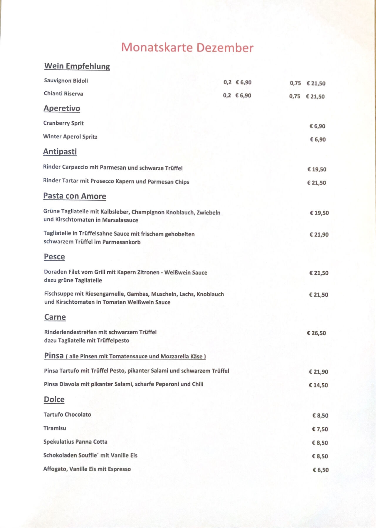 Monatskarte Dezember