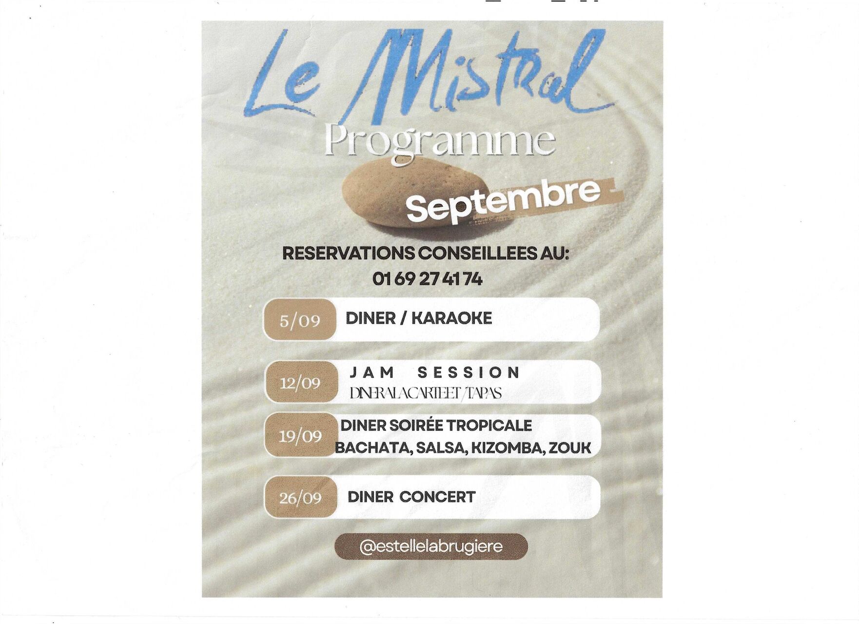 PROGRAME DE SEPTEMBRE