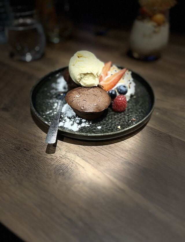 Fondant chocolat & sa boule vanille