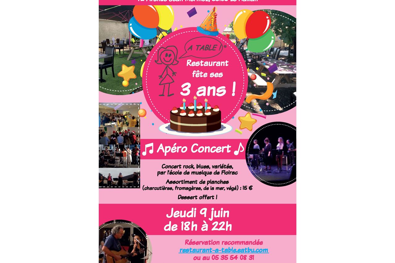 Jeudi 9 juin 2022, A TABLE fête ses 3 ans !