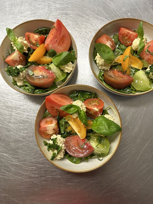 trio de tomates et espuma moutarde 