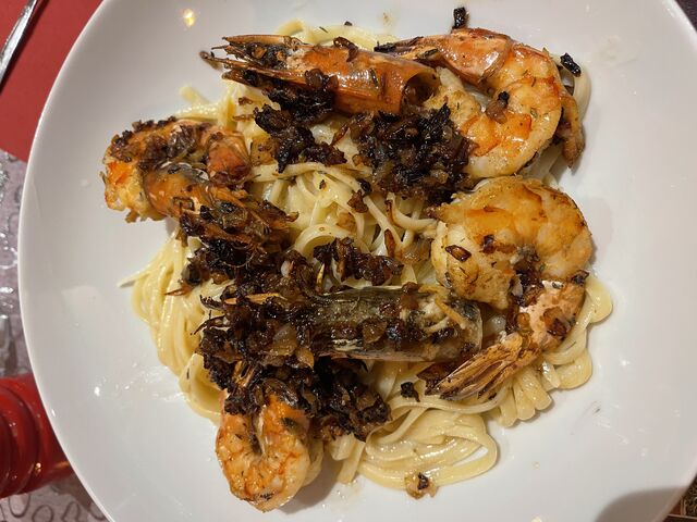 Liguine aux gambas à la sauce champagne 