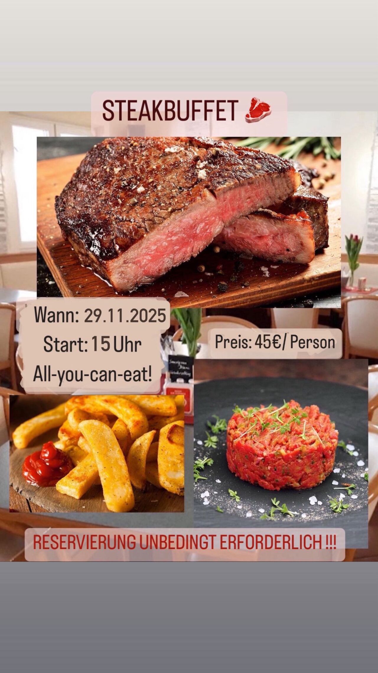 Steakbuffet am Samstag 29.11.2025